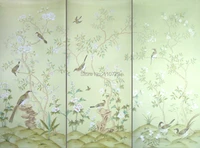 europe style hand painted silk wallpaper hand painted painting flowers with birds wallcovering many picturesbackground optional