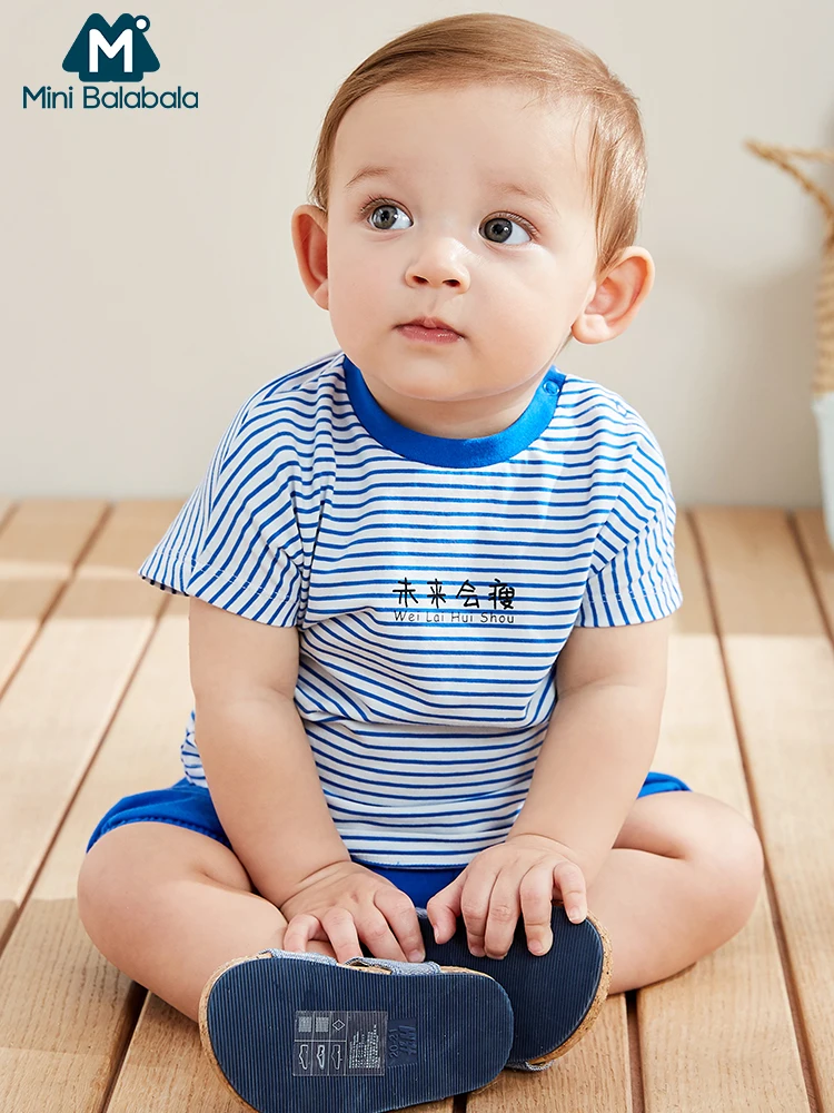 Комплект Свободной одежды Mini balabalaBaby летняя новая дышащая одежда штаны + футболка