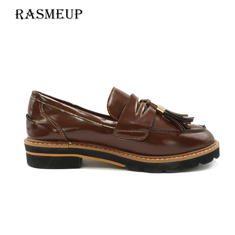 RASMEUP/женские кожаные оксфорды на платформе в британском стиле коллекция 2018 года