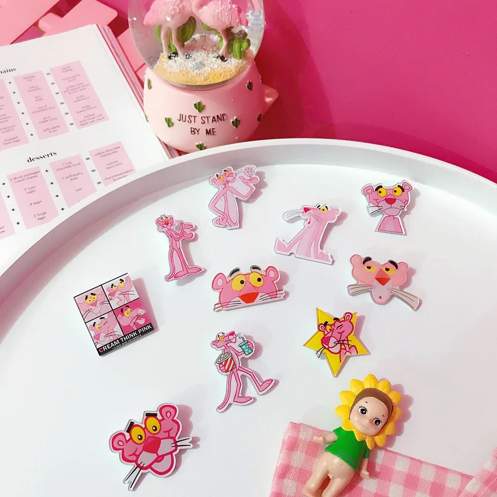 1 шт мультфильм Harajuku Милая Розовая пантера животное акриловая брошь значки для