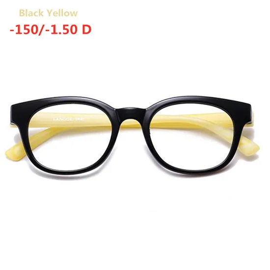 Yellow Myopia150 Дети TR90 мощность-100-150-200-250-300-350-400 оптика близорукие компьютер рецепт готовая Близорукость очки рамки - Цвет оправы: Yellow Myopia150