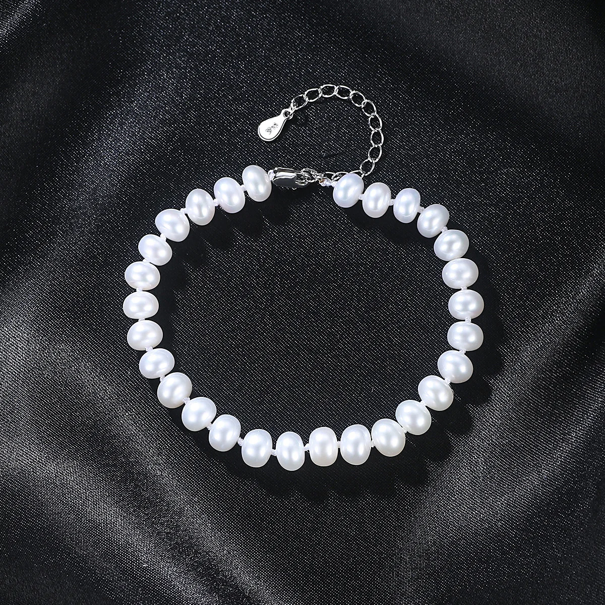GB Flat Natural Freshwater Pearl Bracelet Fashion Classic Female Hand Accessories 6-7mm Beads Bangles For women | Украшения и