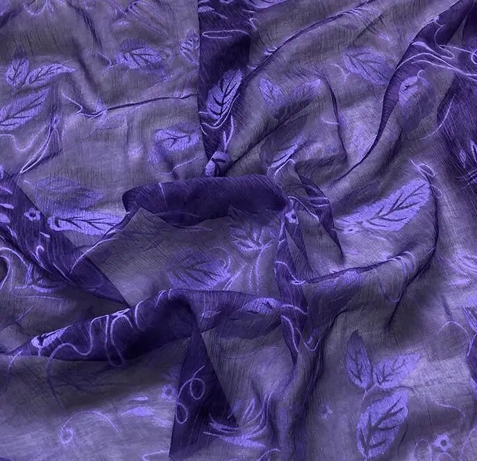 New Super Beautiful Flocking Crepe Yarn Immortal Purple Stereo Embossed Flower Halo-dyed Fold Fabric for Chi | Дом и сад