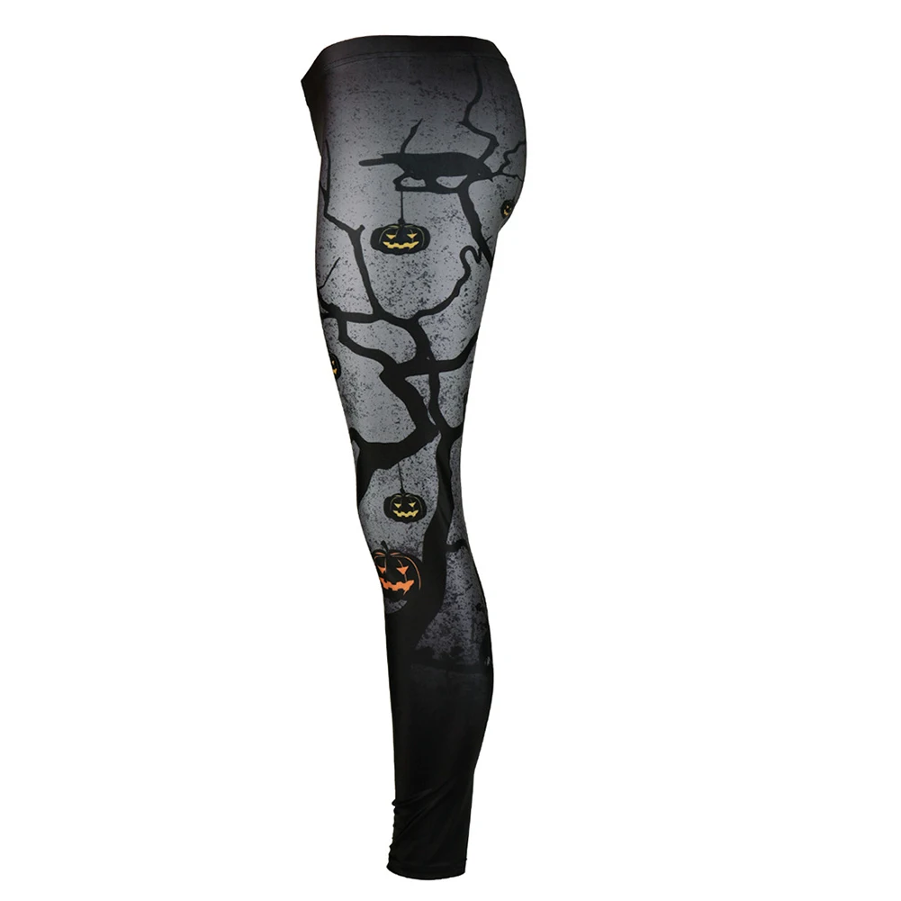 2018 Модные узкие леггинсы с принтом тыквы и высокой талией костюм на Хэллоуин