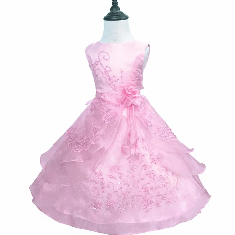 2019 Girls White Gown Embroidered Formal Bridesmaid Wedding Children Christmas Princess Party Dress Kids Clothing 22 Colors | Детская