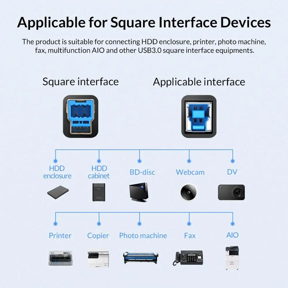 Высокоскоростной принтер ORICO квадратный порт разъем для передачи данных USB3 .0 USB