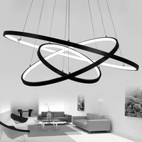 modern led chandelier blackwhite rrings led chandelier lighting for living room dining room kitchen hanglamp lighting fixtures