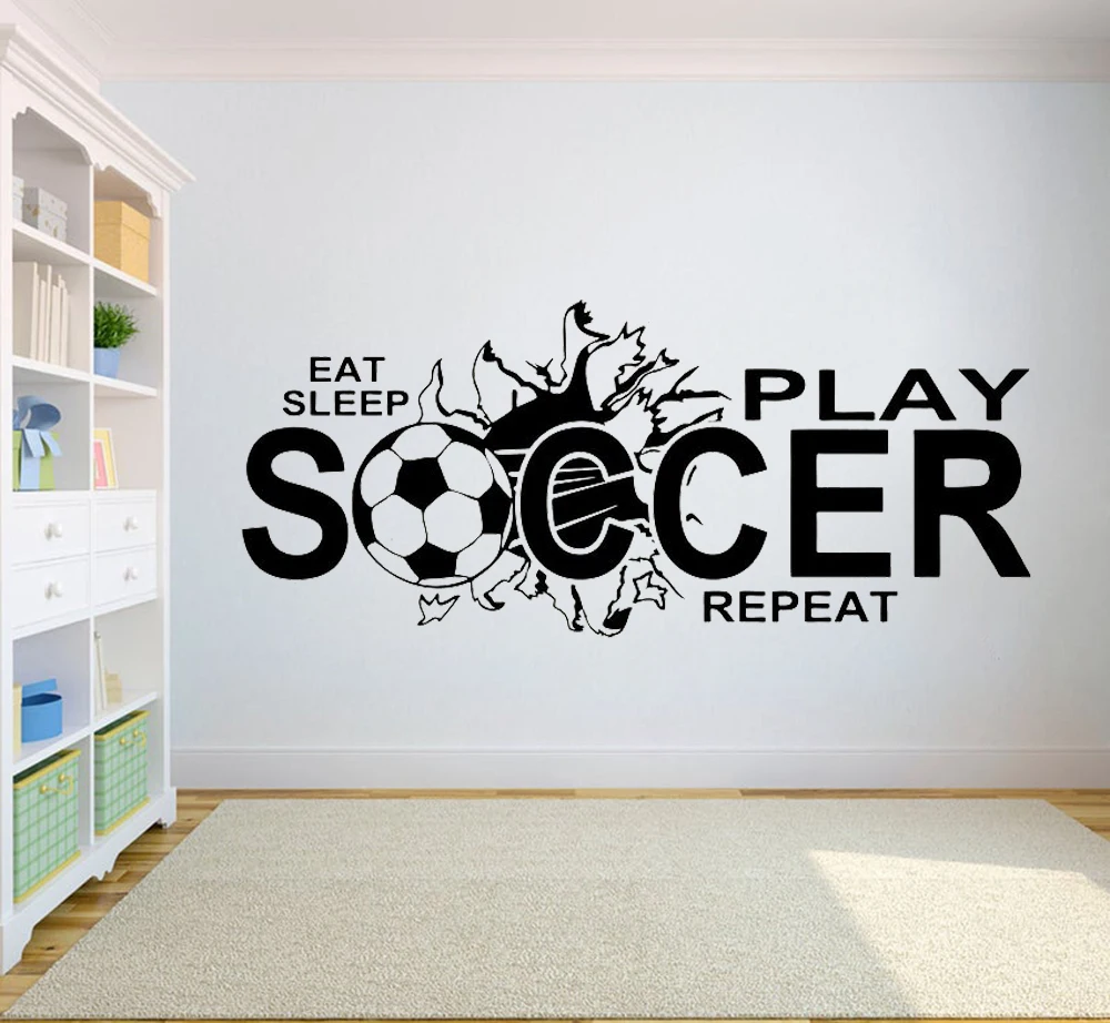 

SOCCER Wall Decal Eat Sleep Play Soccer Vinyl Wall Stickers Quote Kids Boy Teenager Bedroom Decor Sport Art Decals Mural A059