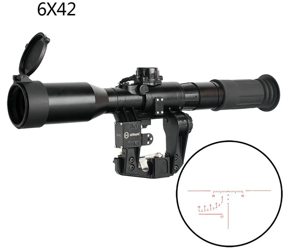 SVD 6X42D охотничий прицел с красной подсветкой, стекло, травленая сетка, POS-1, тактический прицел, крепление, подходит для SKS Tigr Romak-3