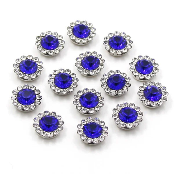 11 Sapphire 20 шт Круглые Цветочные Стразы разных цветов с плоской задней стороной Стразы для шитья золотого и серебряного цветов с металлическим кристаллом для одежды - Цвет: 11 Sapphire