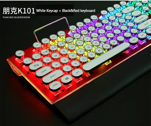 USB Проводная Механическая игровая клавиатура 104 ключ QWERTY классическая круглая клавиатура эргономичная компьютерная клавиатура с RGB светодиодный подсветкой - Цвет: as picture