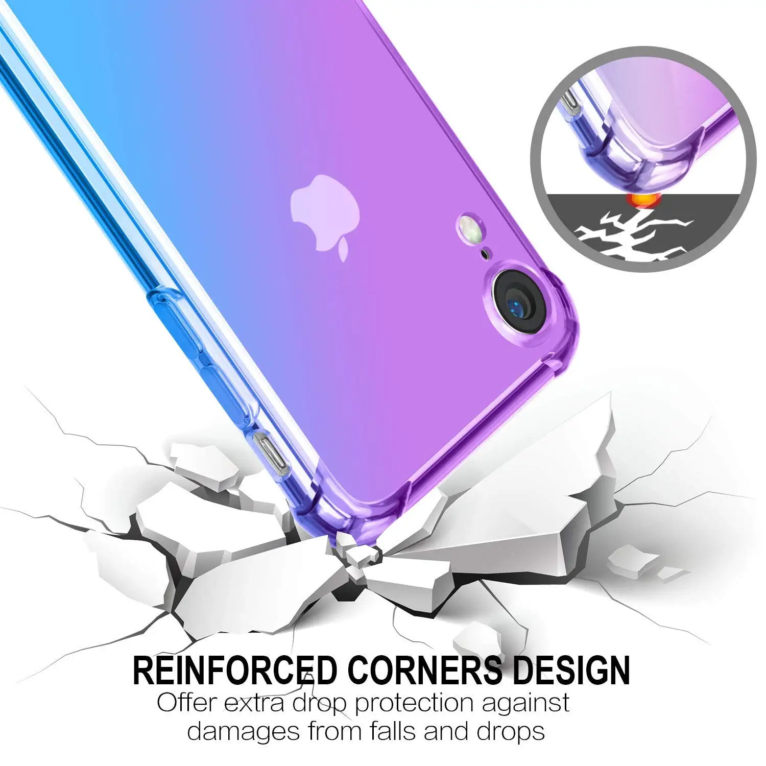 Чехол WEFOR для iPhone XS X 8 прозрачный милый градиентный тонкий с защитой от царапин TPU