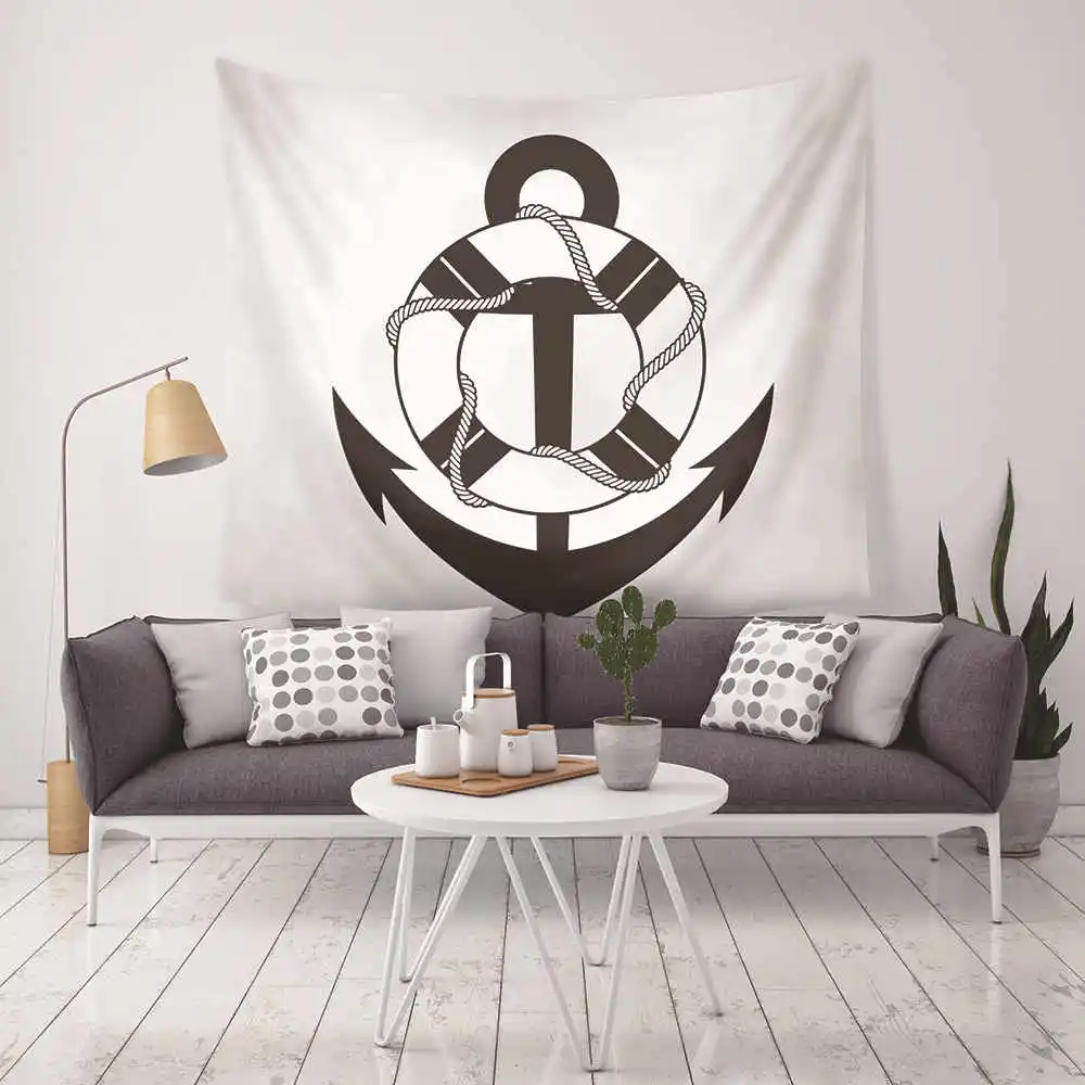 Новый Хлопок Лен японский стиль лодка якорь печатных Бохо Decoracion МАНДАЛА ГОБЕЛЕН