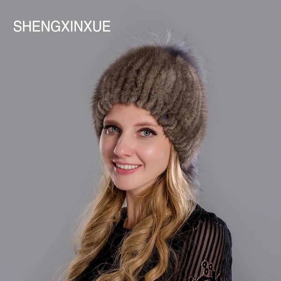 Женская шапка JIQIUZHANXUEFEI из лисьего меха норки зимняя для детей зима 2019 | Аксессуары