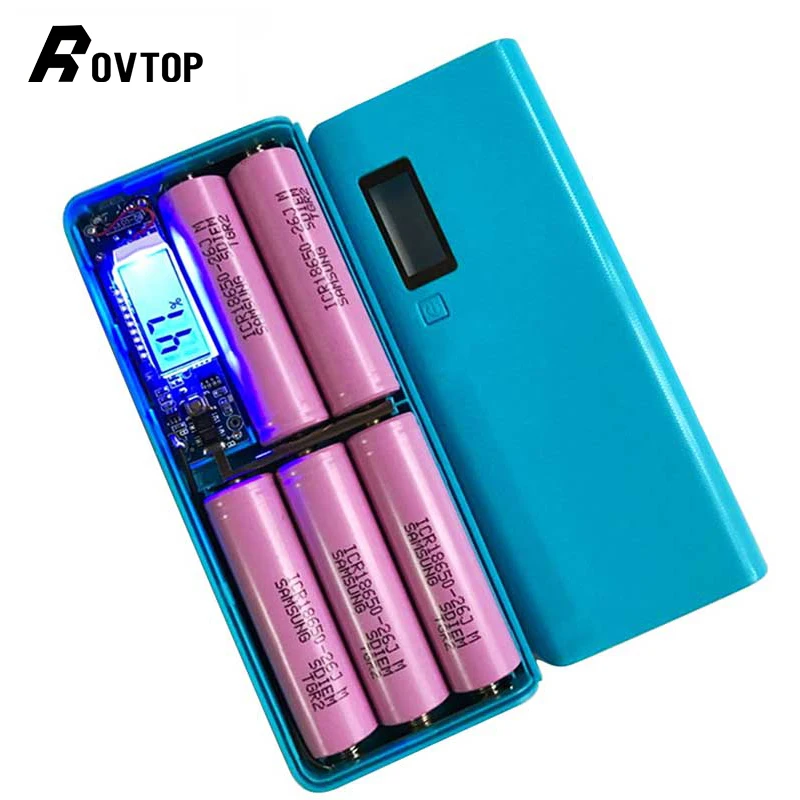 Rovtop горячая Распродажа 5V Dual USB 5x18650 Внешний аккумулятор зарядное устройство для мобильного телефона DIY Чехол для Iphone6 Plus S6 Xiaomi