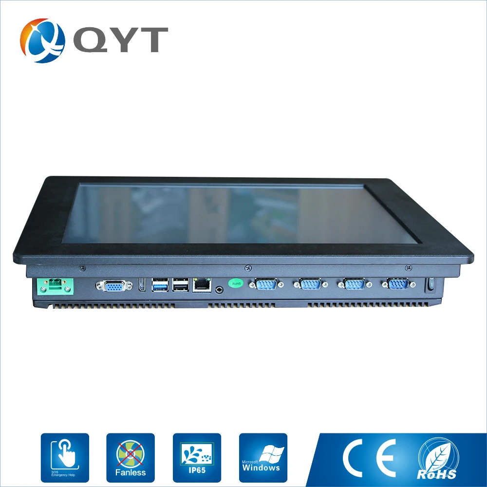 QYT 15 дюймовый безвентиляторный сенсорный мини ПК с разрешением 1024*768 Intel j1900 2 0