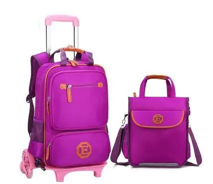 6 wheel with handbag Детский рюкзак на колесиках, детский рюкзак для путешествий, сумка на колесиках, рюкзак на колесиках для школьниц, сумка на колесиках - Цвет: 6 wheel with handbag