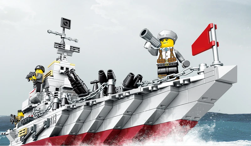 1000 шт 8в1 DIY военный корабль строительный блок Battlefield космический с фигуркой