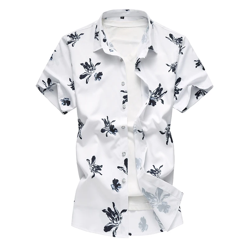 Men's Casual Shirts New Fashion Chinese Style Ink Painting Short Sleeve Shirt Men Flower Hawaiian Beach Plus M-7XL | Мужская одежда