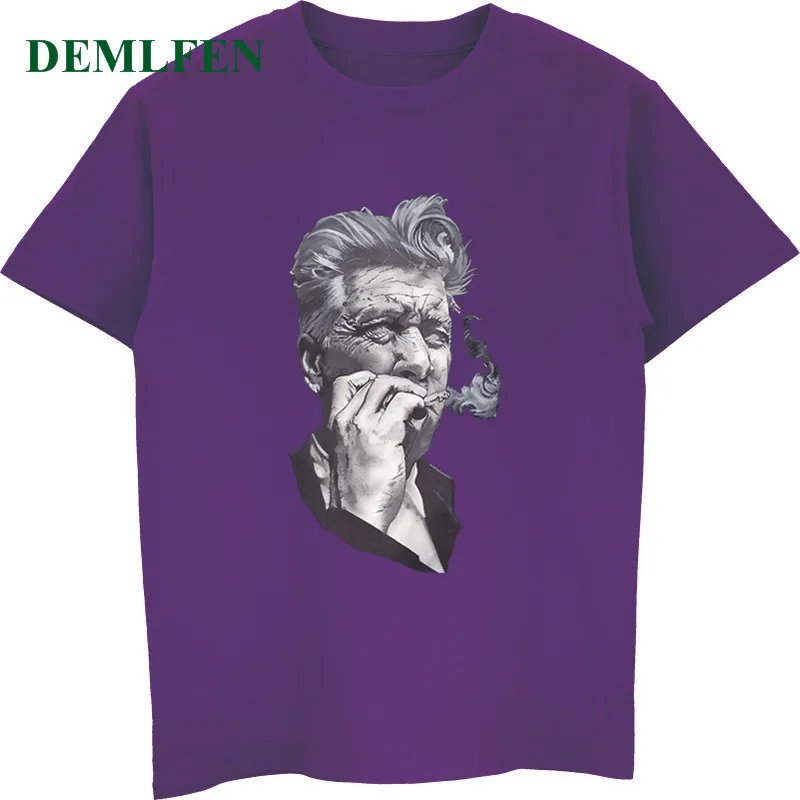 purple Дэвид Линч Твин Пикс ТВ футболка мужская с коротким рукавом Футболка мужская с o-образным вырезом Хлопок Рубашки повседневные мужские хип-хоп футболки топы уличная одежда - Цвет: purple
