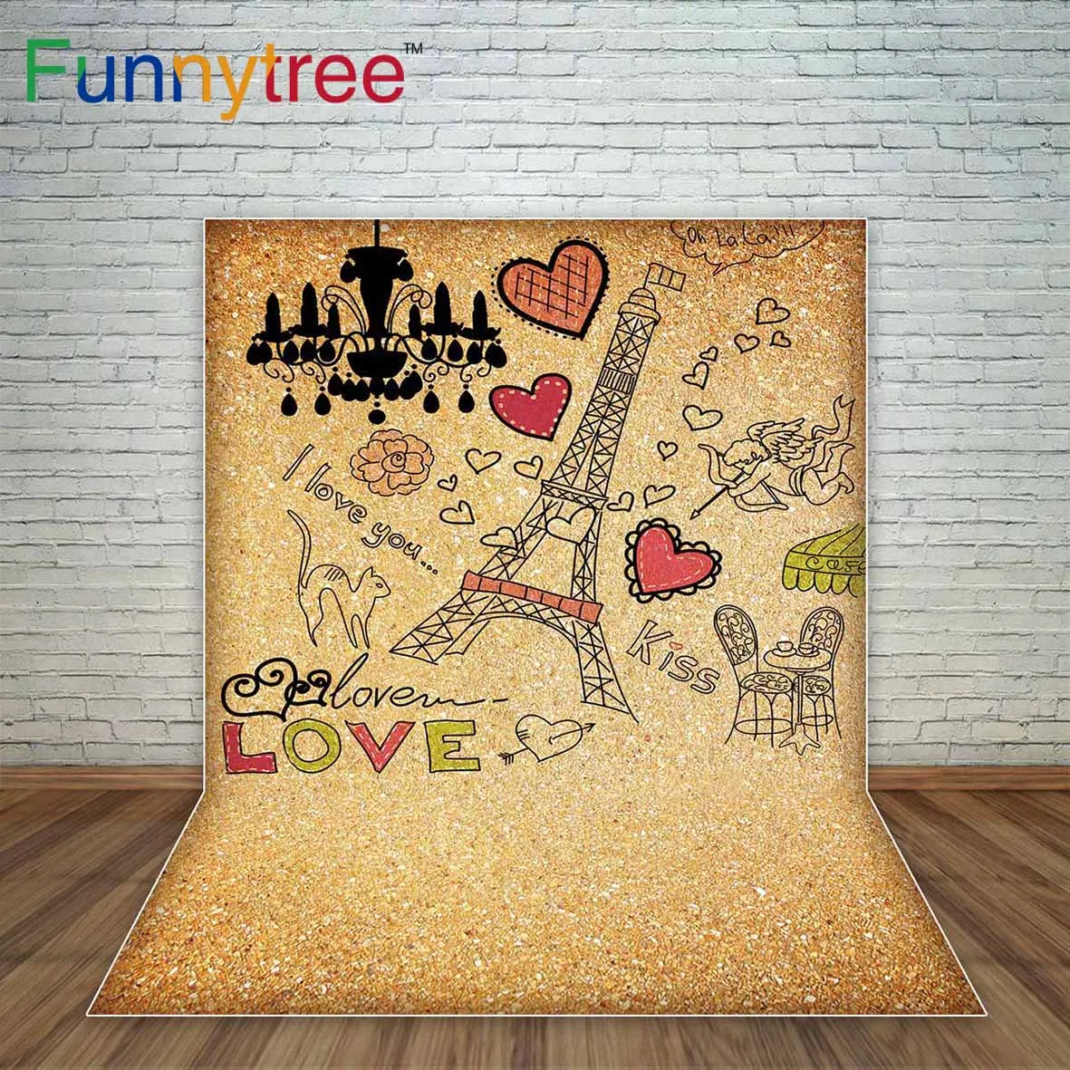 

Фон Funnytree для фотосъемки с изображением Эйфелевой башни золотого цвета