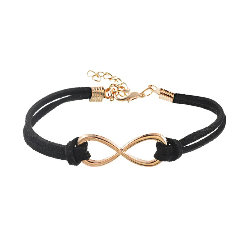 Кожаный браслет с подвеской Lucky &quot8&quot веревочная цепочка из сплава для женщин