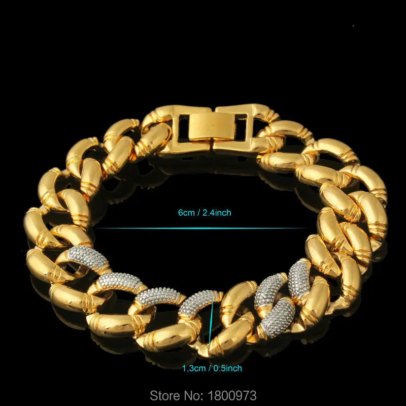 Толстый Браслет цепочка Cool men18k золотой цвет два тона тяжелый мужской браслет