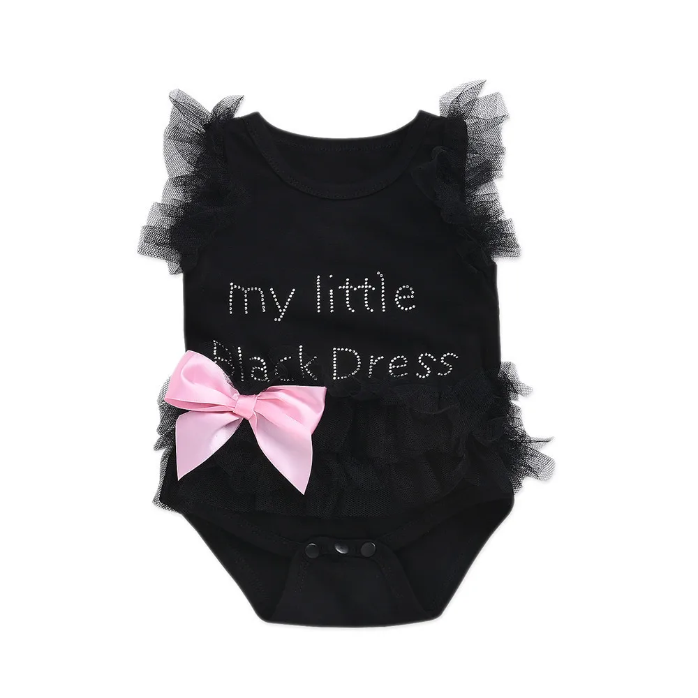 

Baby Girl Bodysuit Neonatal Black Lace Dress Romper Cute Girls Letter Baby Girl Onesie Baby Girl Clothes C005