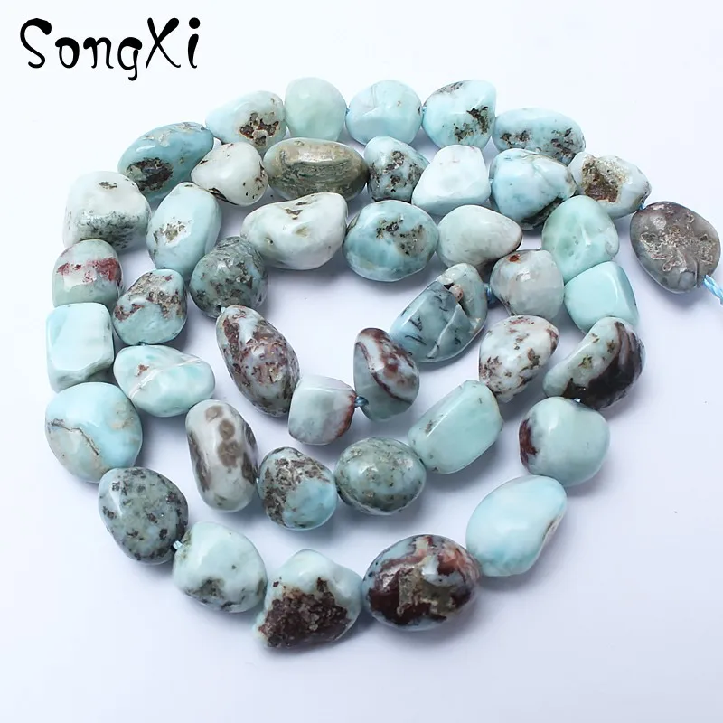 

8-10mm Natural Irregular Larimar Stone Beads for Jewelry Making Loose Bead Fit DIY Necklace Bracelet Jewellery 15'' Strand