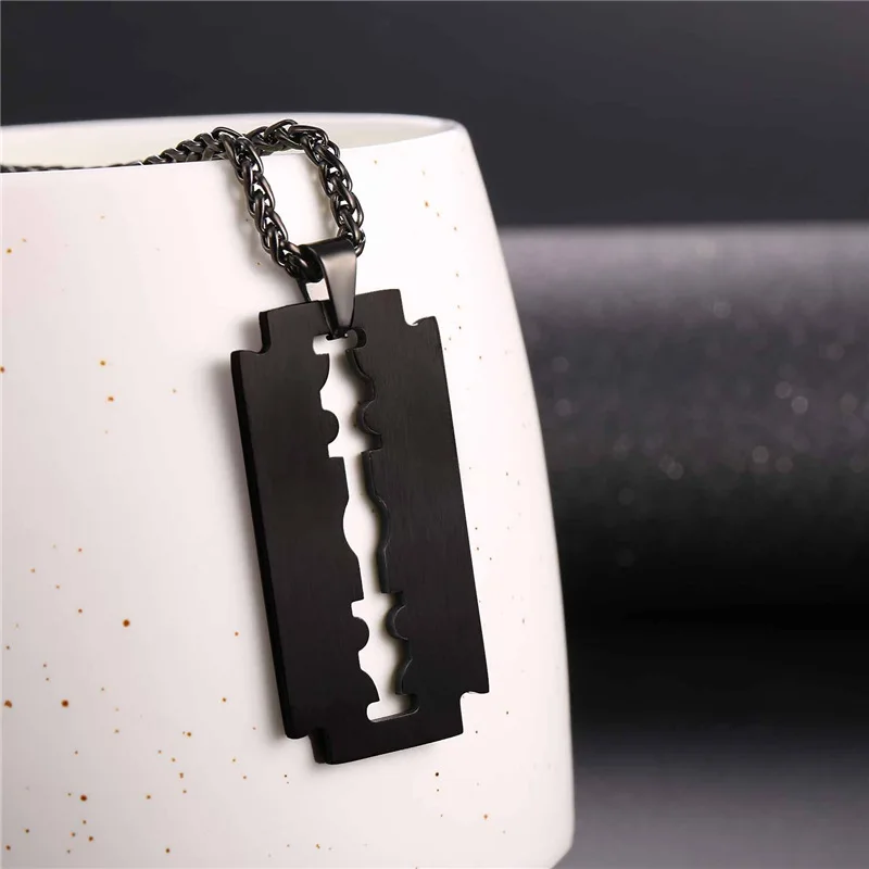 Классическое ожерелье с подвеской лезвием для бритья женские и мужские