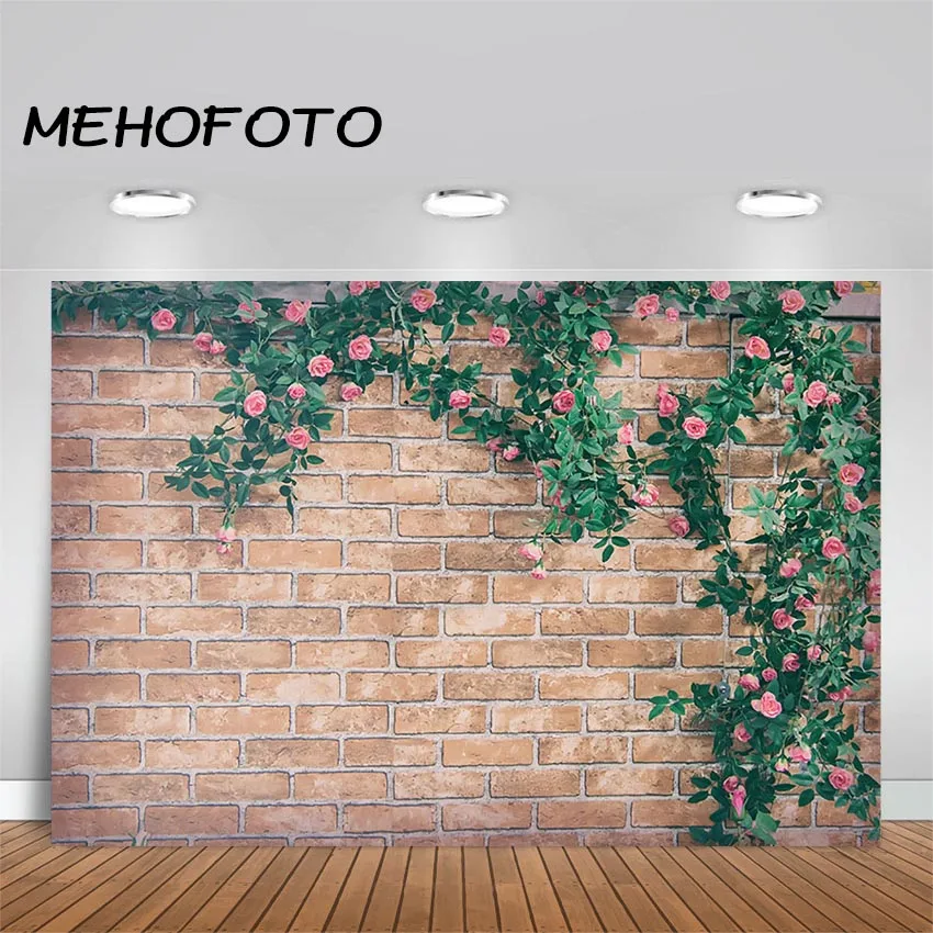 Фотофон MEHOFOTO с изображением цветов кирпичной стены весенние свадебные фоны день