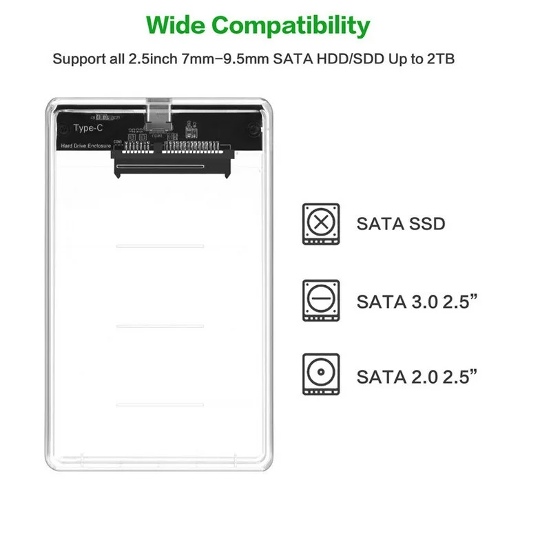 Прозрачный чехол Eunaimee для жесткого диска USB 3 1 UASP Type C на Sata 0 корпус 2 5 дюйма Usbc|hard