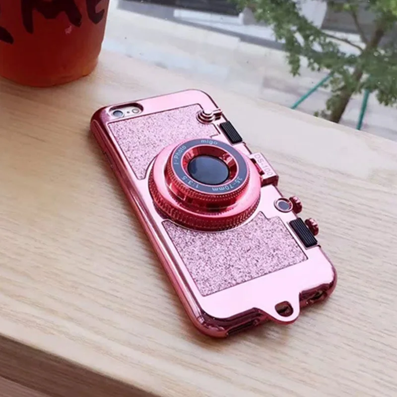Роскошные блестящие чехлы для телефонов iPhone XS Max XR X 10 8 7 6 6s Plus, мягкий силиконовый чехол-подставка, держатель, зеркальный ремешок - Цвет: ROSEGOLD