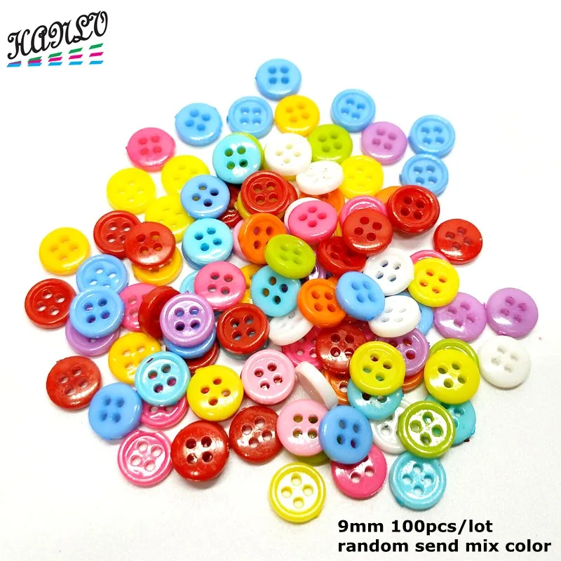 9mm 100pcs mix 9/11/13/15/18/20/22/25/30 мм 9 Размеры круглые 4 отверстия Пластик Кнопки DIY Скрапбукинг ремесла швейной инструменты 20 штук-100 шт - Цвет: 9mm 100pcs mix