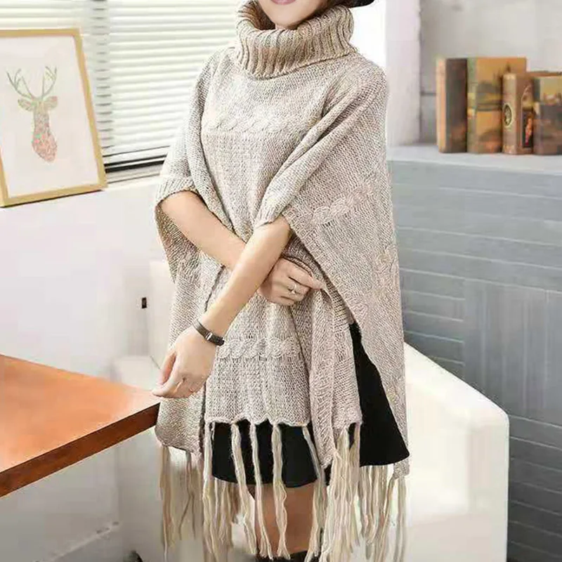 Осень зима 4 цвета Для женщин пончо Повседневное негабаритных пуловер с