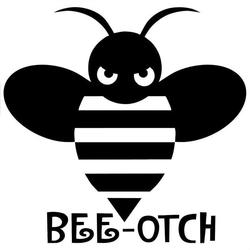 

13.1CM*12.7CM Bee Otch Decal JDM Import Tuner Truck Girly Funny Car Stickers And Decals Accessories Black Sliver C8-1044