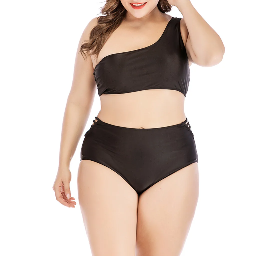 Женский купальник с высокой талией CHAMSGEND однотонный большого размера пуш апом и