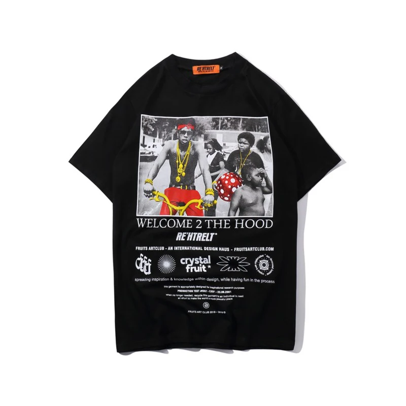 Swag Золотая Футболка с принтом в стиле хип хоп мужская летняя новая уличная мода