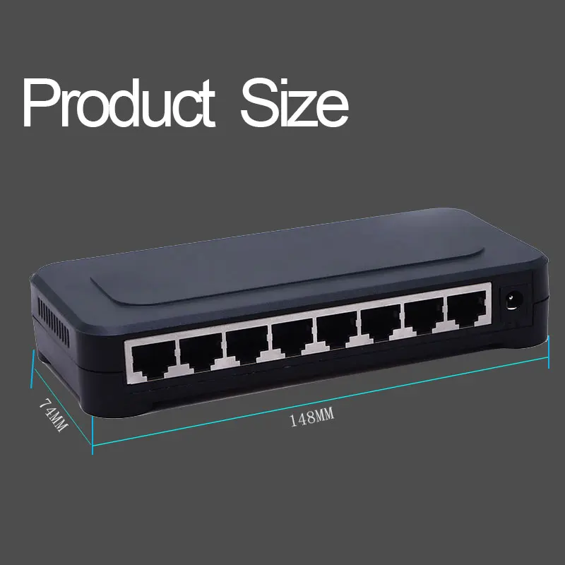 8 Порты и разъёмы сети Ethernet коммутаторы для рабочего стола гигабитный коммутатор RJ45 UTP Интерфейс 10/100/1000 Мбит/с по желанию Пластик оболочки стальной чехол