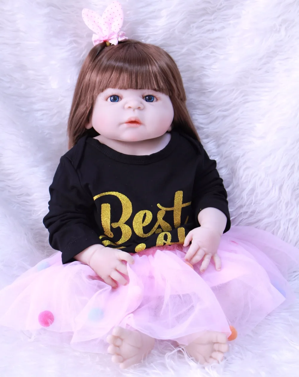 NPK 55 см полный Силиконовый Reborn Baby Doll Toys baby кукла реборн новорожденный белая кожа
