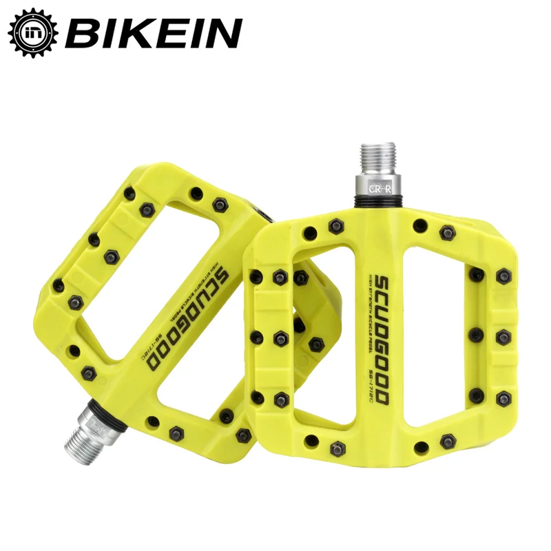 BIKEIN 5 цветов горный велосипед педали MTB педали велосипедные плоские платформы педали нейлон волокно Велоспорт фиксированная передача сверхлегкие детали 365 г
