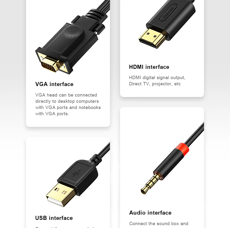 QGEEM VGA в HDMI кабель с аудио 1080 P@ 60 Гц VGA HDMI адаптер конвертер мужчин и мужчин для ноутбука проектор Ps3 Xbox HDMI VGA