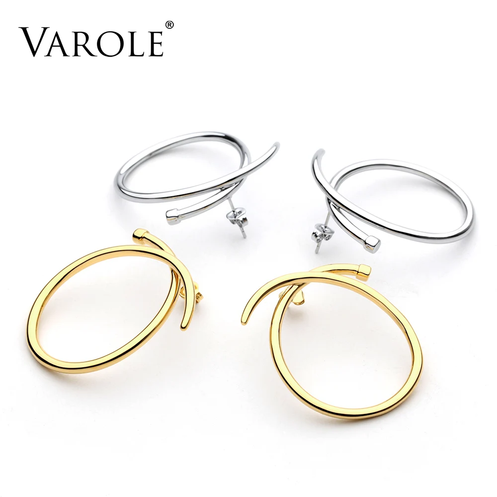 VAROLE Высокое качество Золотой Цвет завязанные серьги-кольца для женщин дизайн серебряный цвет серьги