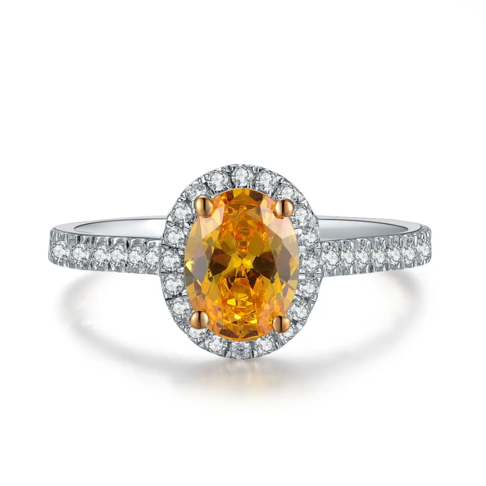 Великолепное 2 CT золотой овал Стерлинговое Серебро покрытое белым золотом