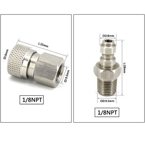 NPT set Пейнтбол PCP Airforce из нержавеющей стали 1/8NPT штекер Женский БЫСТРОРАЗЪЕМНАЯ муфта разъем фитинги розетка воздуха 2 шт./компл - Цвет: NPT set