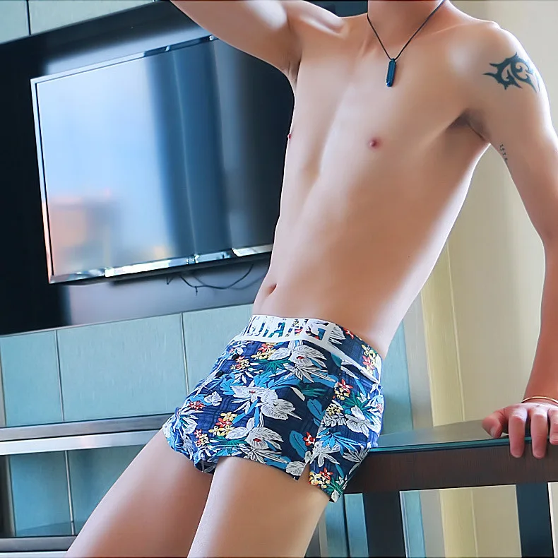 Men underwear boxer shorts with lining cotton personality print U convex male waist breathable | Мужская одежда