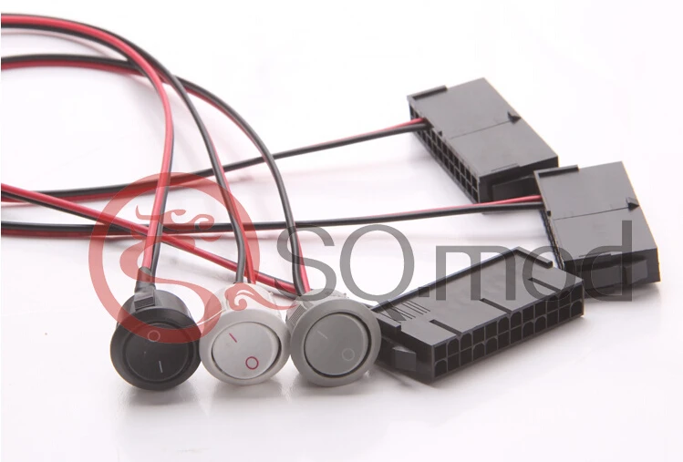 ПК сервер ATX PSU 24Pin гнездо стартер кнопка включения кабель питания 18AWG провод