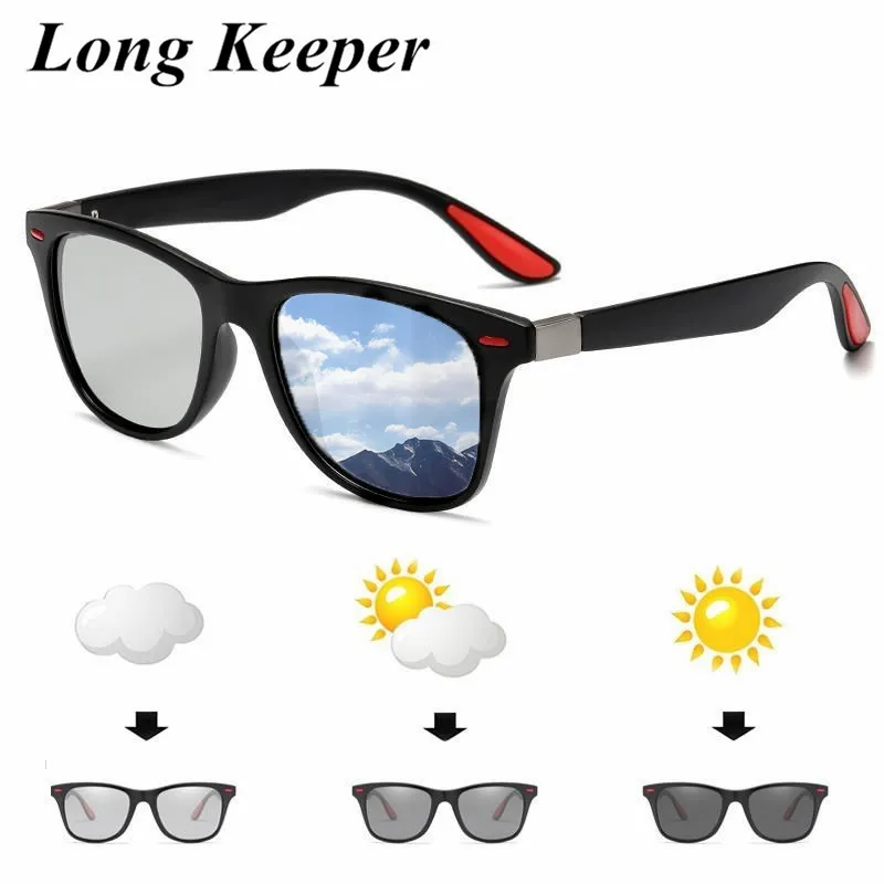 

Солнцезащитные очки с фотохромными линзами для мужчин и женщин, поляризационные классические хамелеоны с заклепками, меняющие цвет, мужски...