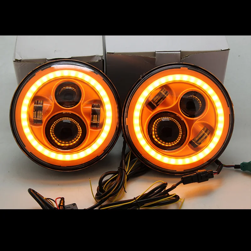 7 &quotдюймовый светодиодный галогеновые фары головного света Комплект оранжевый