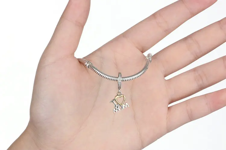 BAMOER классические 925 пробы серебряные подвески в виде сердца i love mom подходят для женщин S925 ювелирные изделия SCC049